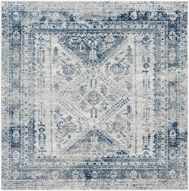 Jules Traditional Sky Blue/Light Gray/White/Navy Area Rug