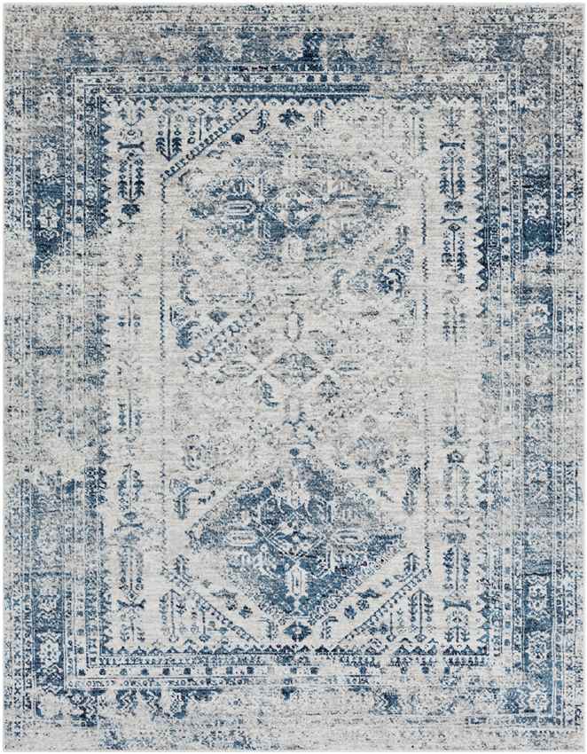 Jules Traditional Sky Blue/Light Gray/White/Navy Area Rug