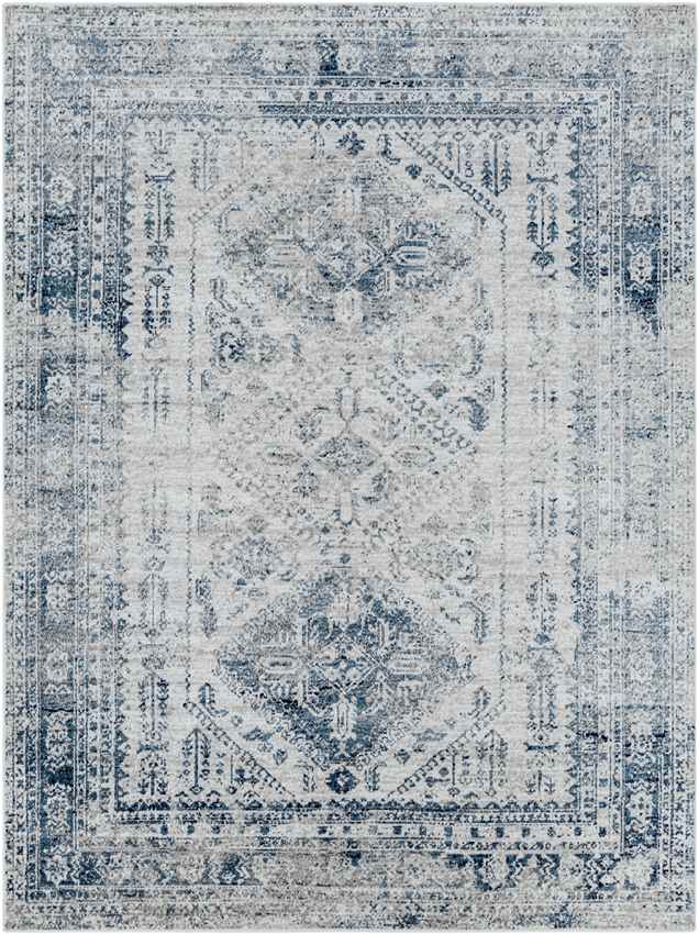 Jules Traditional Sky Blue/Light Gray/White/Navy Area Rug