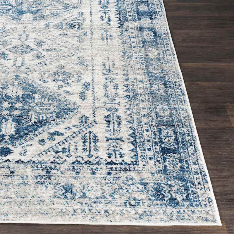 Jules Traditional Sky Blue/Light Gray/White/Navy Area Rug