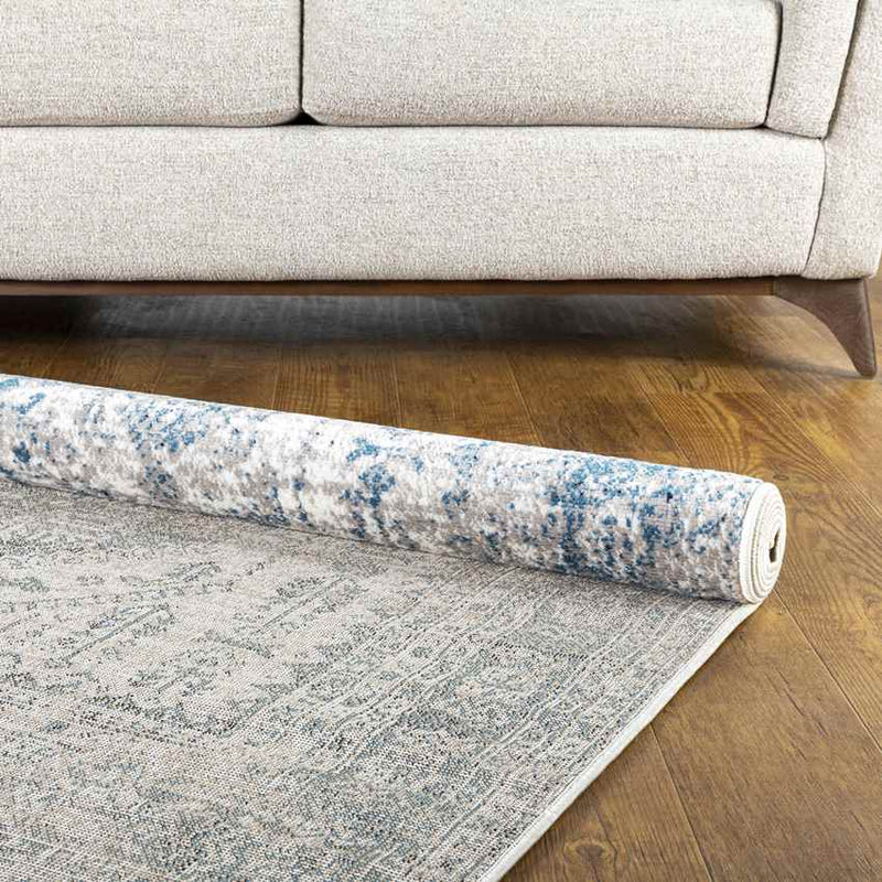 Jules Traditional Sky Blue/Light Gray/White/Navy Area Rug