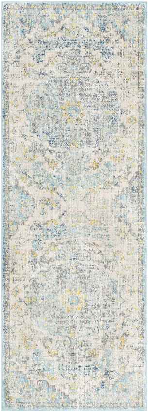 Olivia Traditional Ivory Cream/Teal/Yellow Area Rug