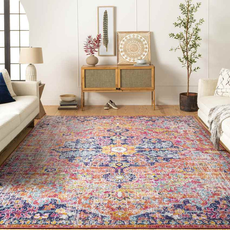 Olivia Traditional Orange/Dark Blue Area Rug