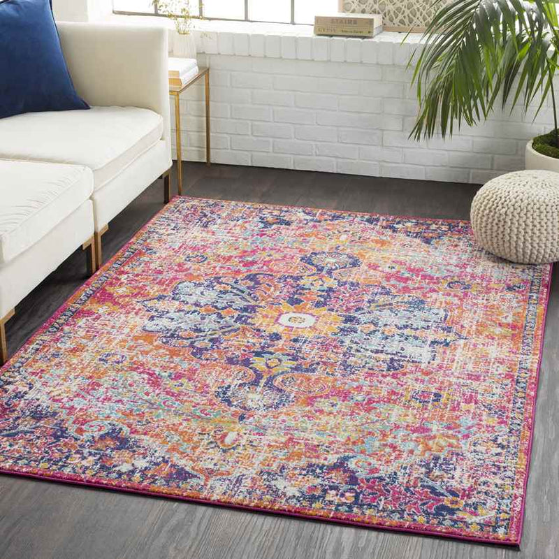 Olivia Traditional Orange/Dark Blue Area Rug