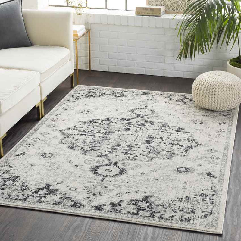 Olivia Traditional Black Gray Area Rug