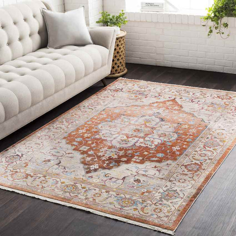 Tara Traditional Rust Area Rug