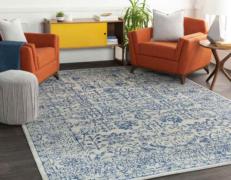 Leo Traditional Dark Blue Area Rug