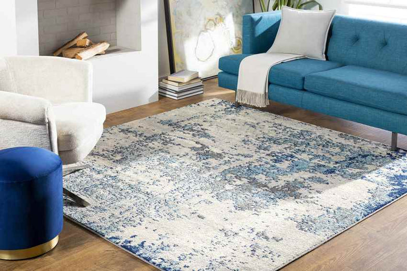 Leah Modern Navy/Aqua Area Rug