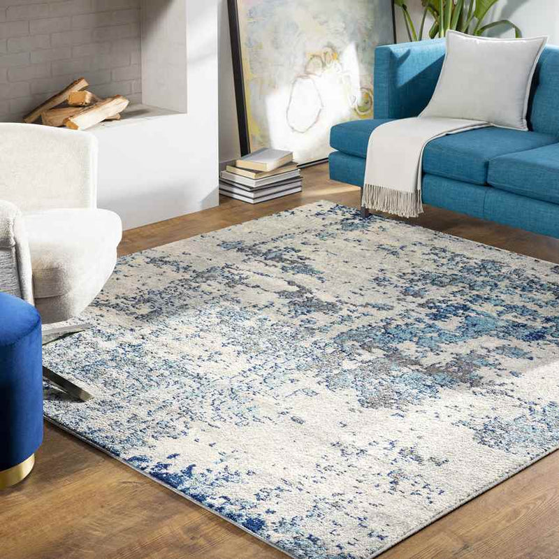 Leah Modern Navy/Aqua Area Rug