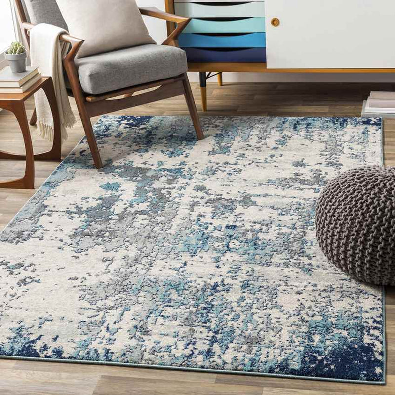 Leah Modern Navy/Aqua Area Rug