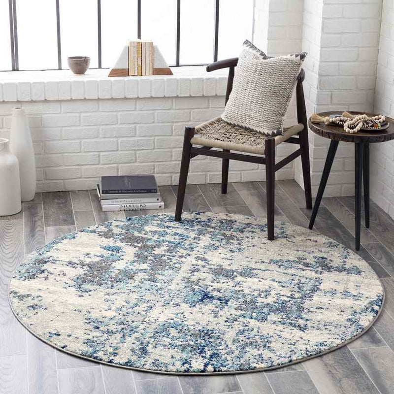 Leah Modern Navy/Aqua Area Rug