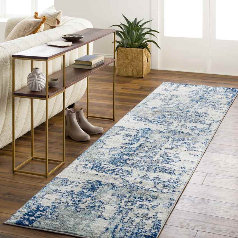 Leah Modern Navy/Aqua Area Rug