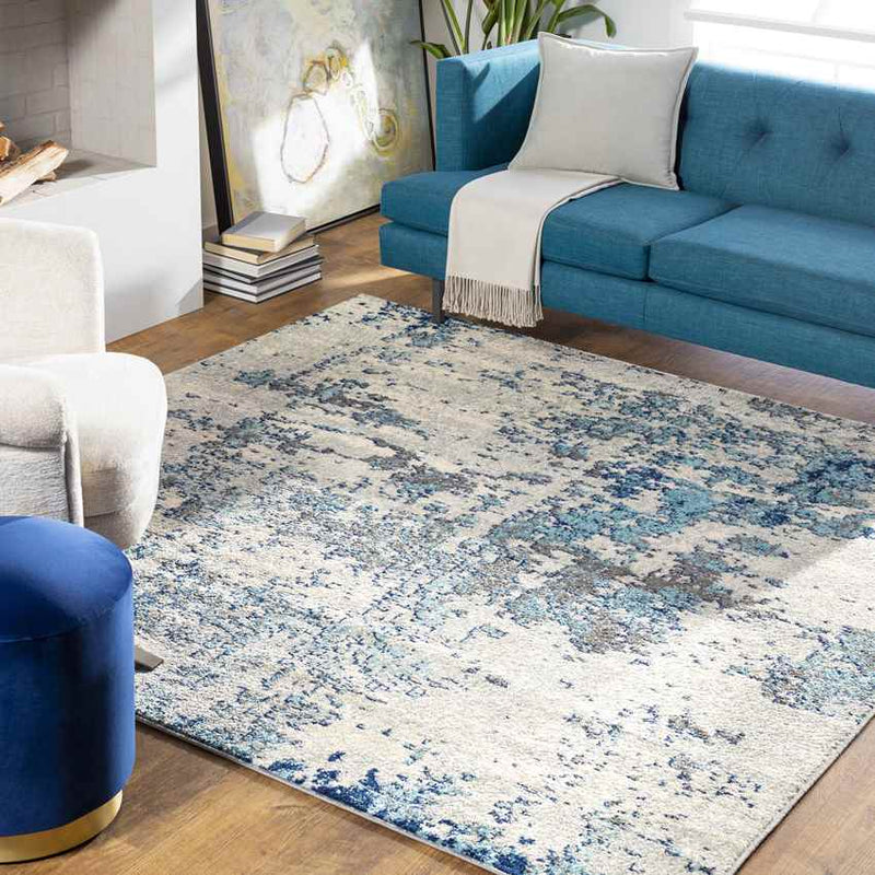 Leah Modern Navy/Aqua Area Rug