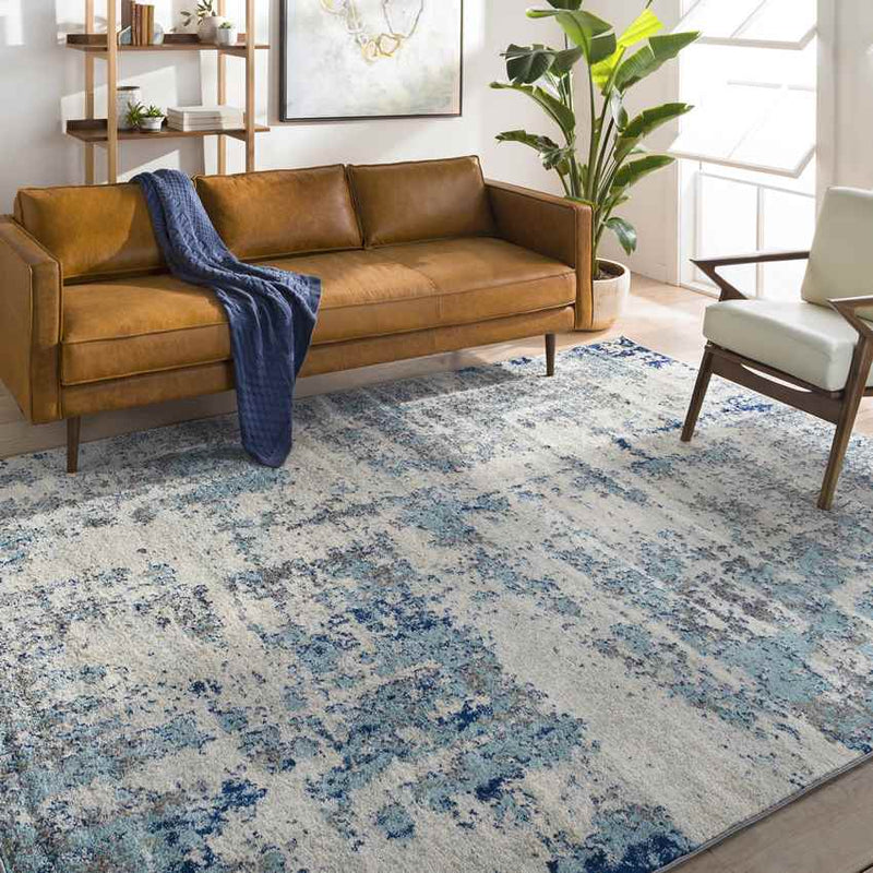 Leah Modern Navy/Aqua Area Rug