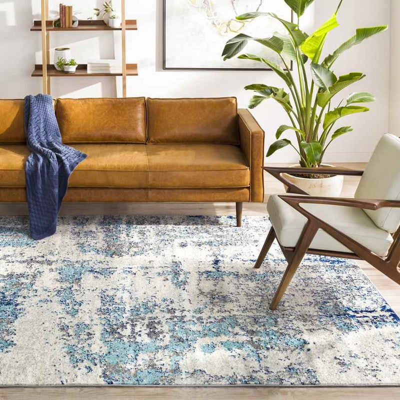 Leah Modern Navy/Aqua Area Rug