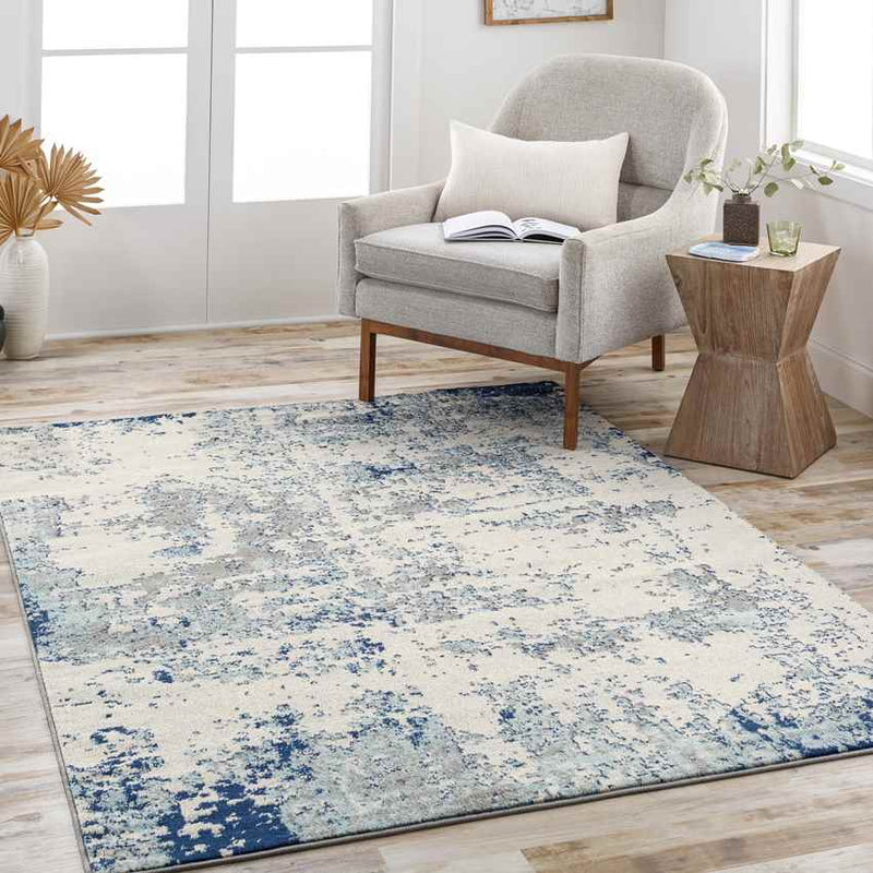 Leah Modern Navy/Aqua Area Rug