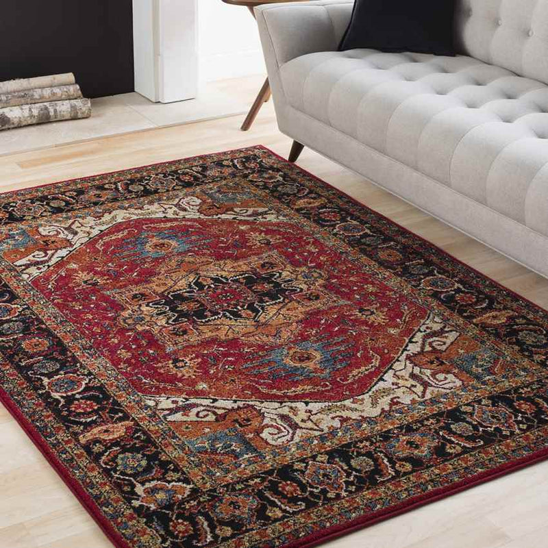 Elanor Traditional Dark Red Area Rug