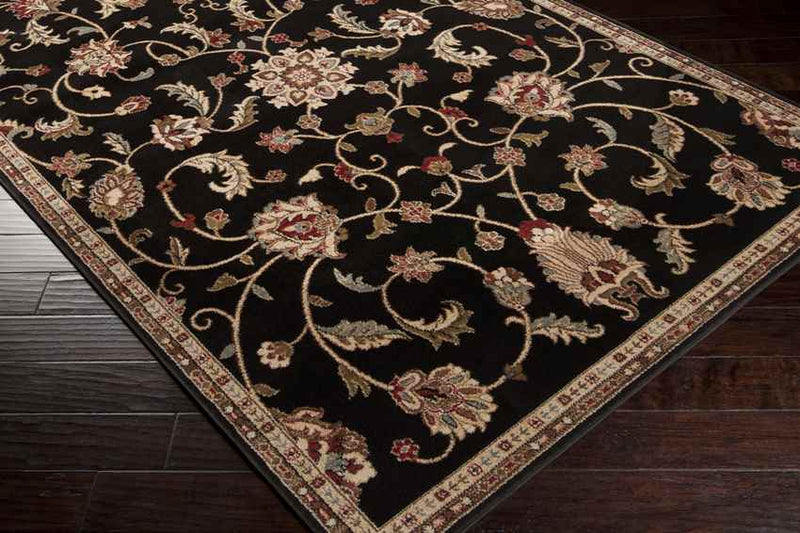 George Traditional Black Area Rug