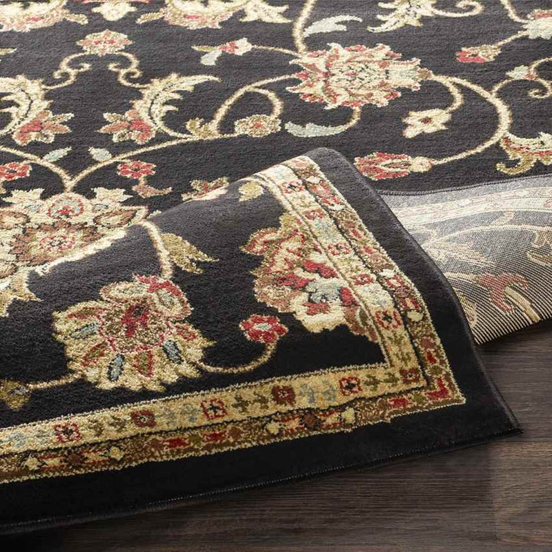 George Traditional Black Area Rug