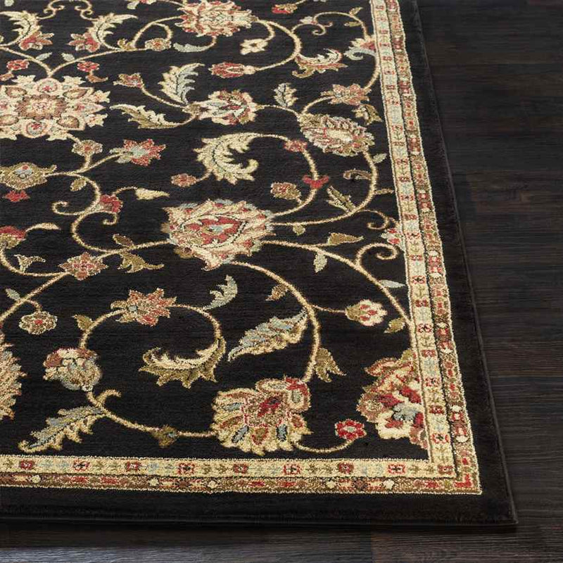 George Traditional Black Area Rug