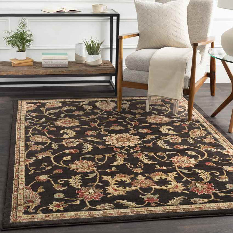 George Traditional Black Area Rug