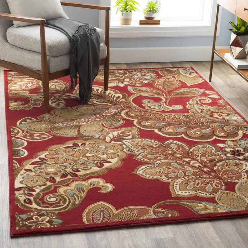 Gariel Traditional Dark Red Area Rug