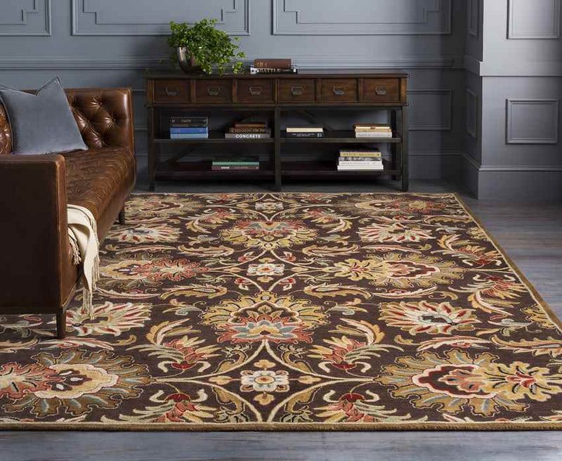 Lyon Traditional Dark Brown Area Rug