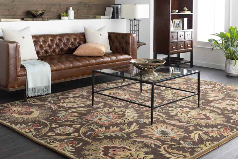 Lyon Traditional Dark Brown Area Rug