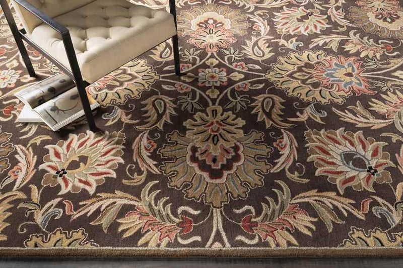 Lyon Traditional Dark Brown Area Rug