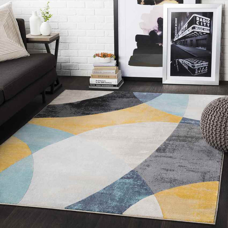 Sarcelles Modern Aqua Area Rug