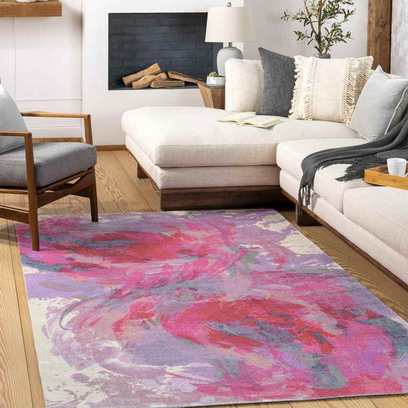 Arles Modern Bright Pink Area Rug