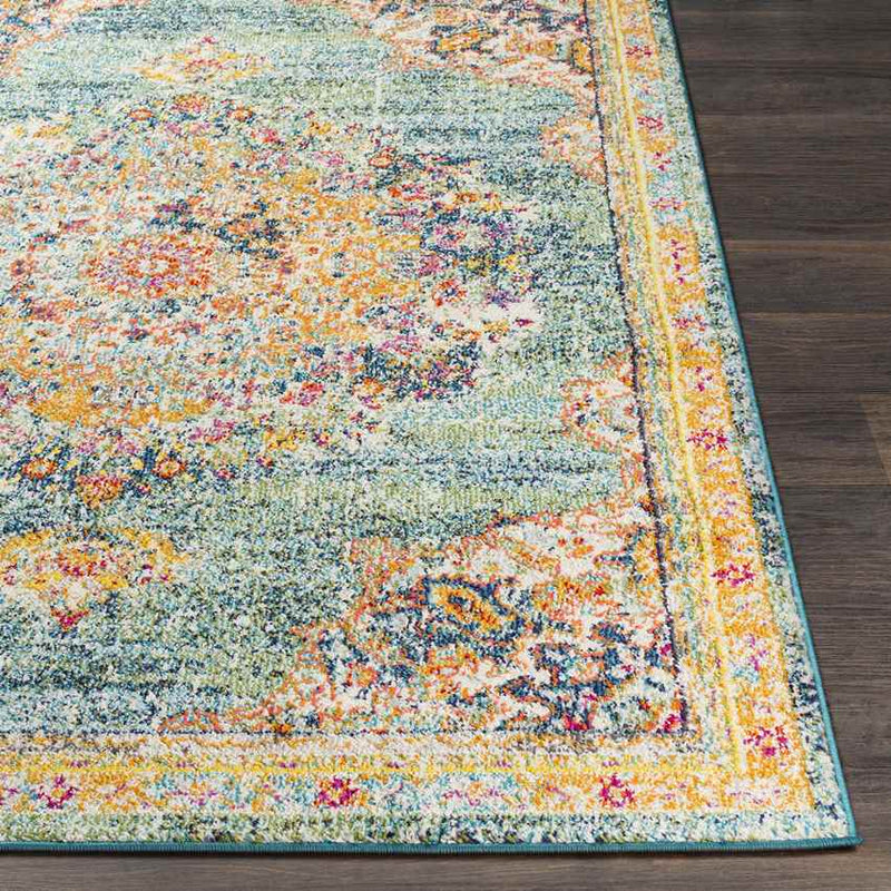 Puteaux Traditional Teal Area Rug