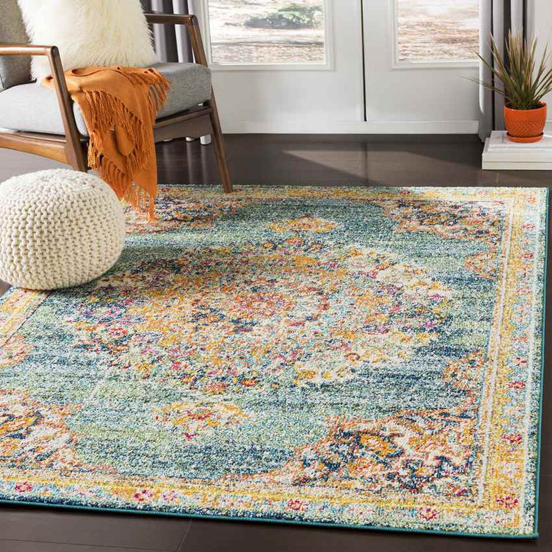 Puteaux Traditional Teal Area Rug