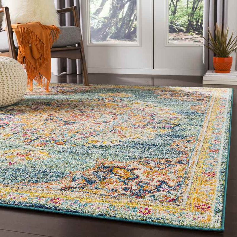 Puteaux Traditional Teal Area Rug