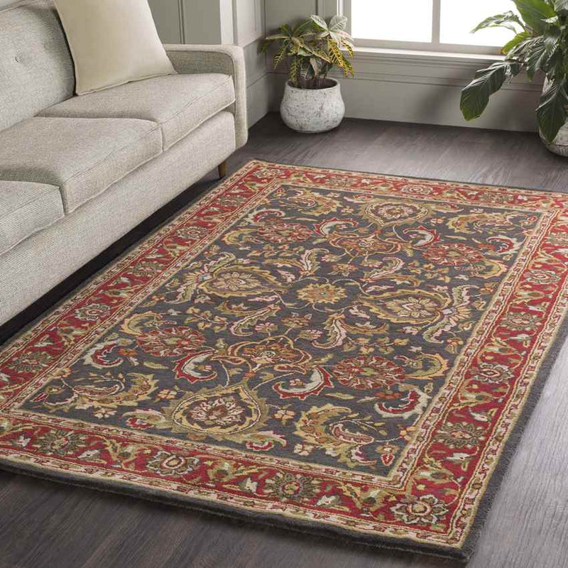 Palaiseau Traditional Dark Red Area Rug