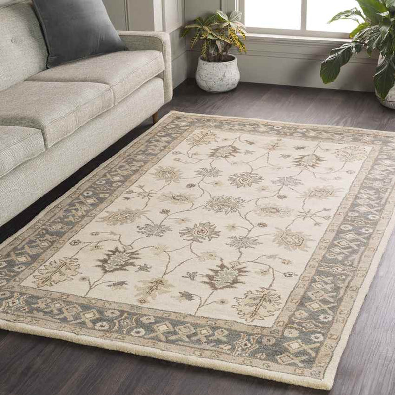 Trappes Traditional Khaki Area Rug