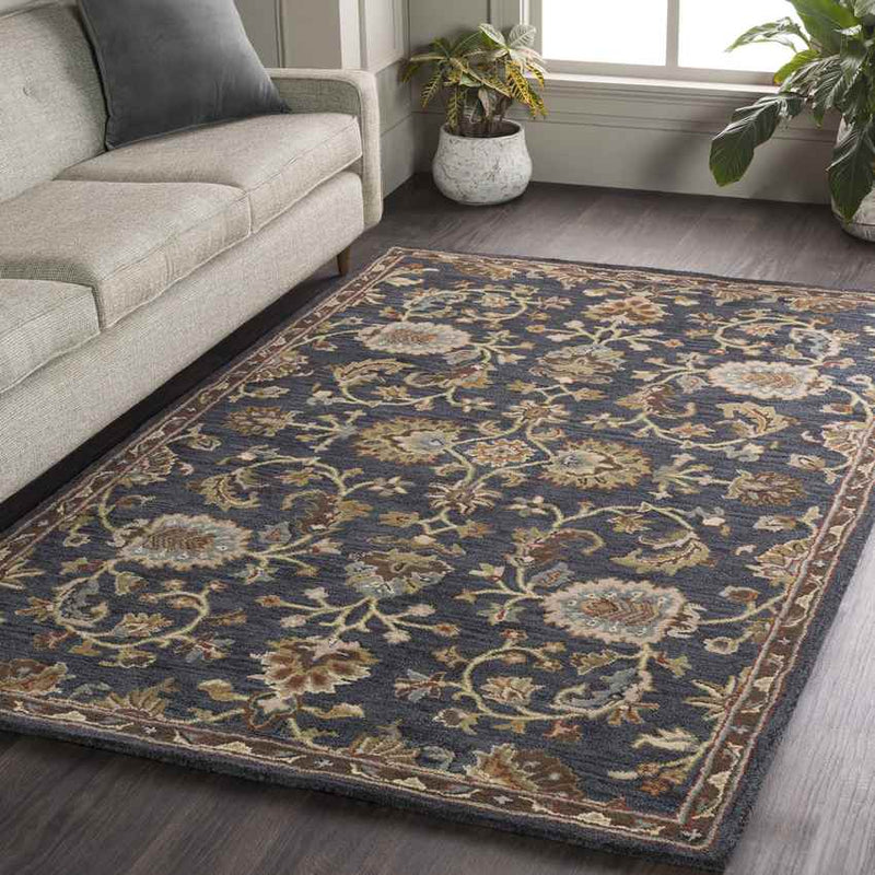 Maubeuge Traditional Ink Blue Area Rug