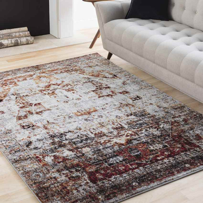 Libourne Traditional Burgundy Area Rug