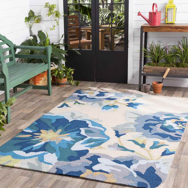 Wasquehal Cottage Bright Blue Area Rug