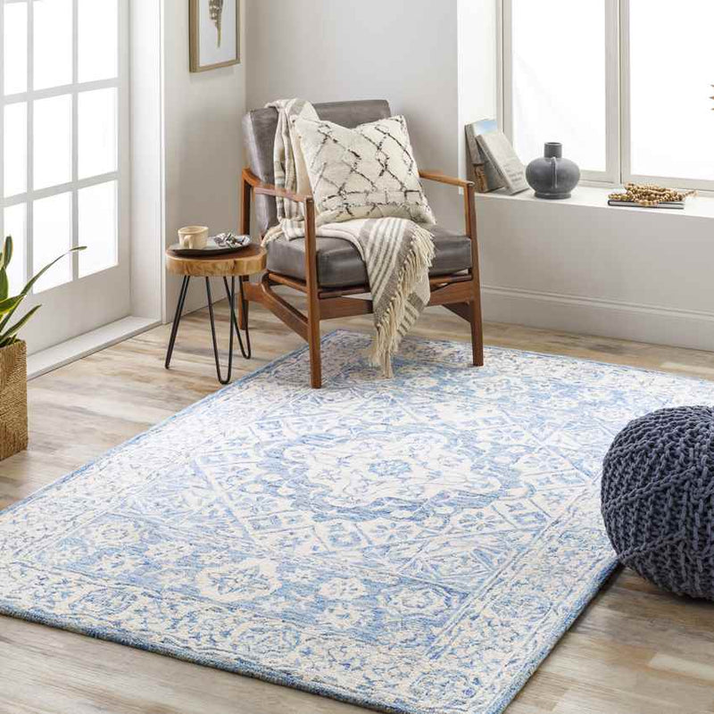 Yvelines Traditional Pale Blue Area Rug