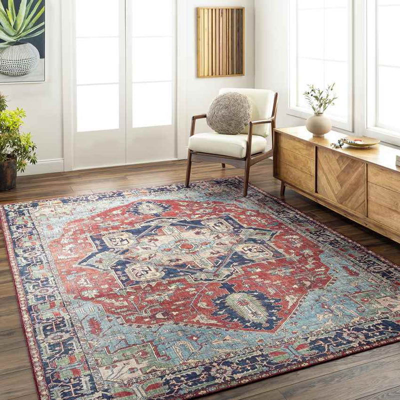 Vosges Traditional Bright Red Area Rug