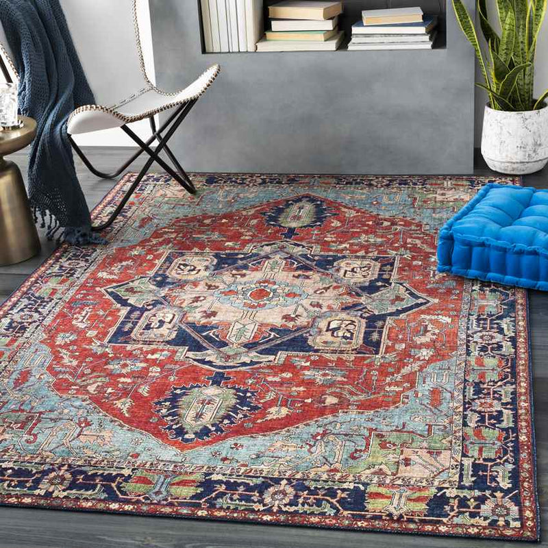 Vosges Traditional Bright Red Area Rug