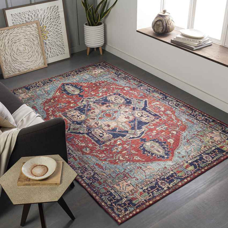 Vosges Traditional Bright Red Area Rug