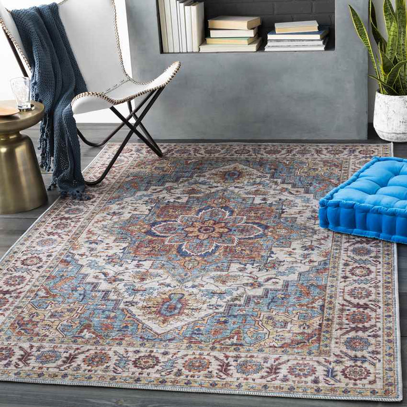 Landes Traditional Pale Blue Area Rug