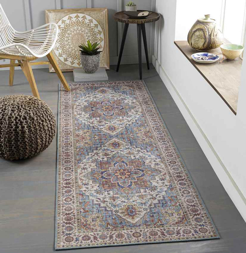 Landes Traditional Pale Blue Area Rug