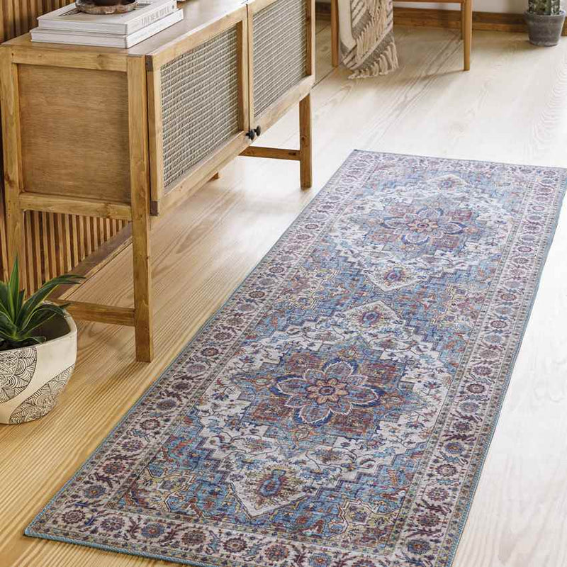 Landes Traditional Pale Blue Area Rug