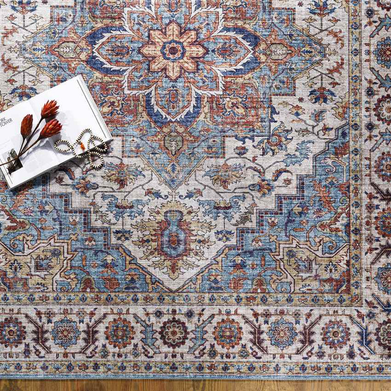 Landes Traditional Pale Blue Area Rug