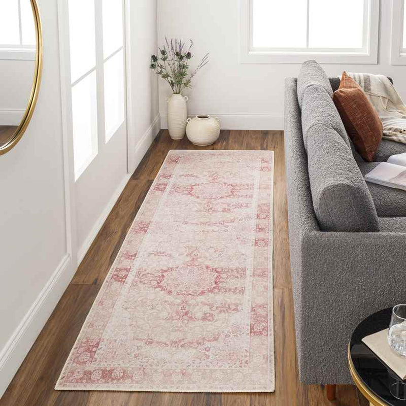 Corsica Traditional Blush Washable Area Rug