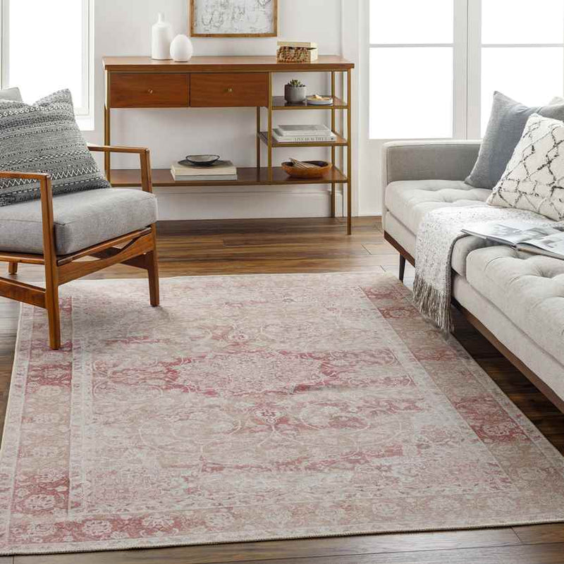 Corsica Traditional Blush Washable Area Rug