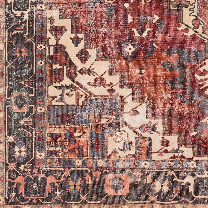 Rome Traditional Rust Washable Area Rug